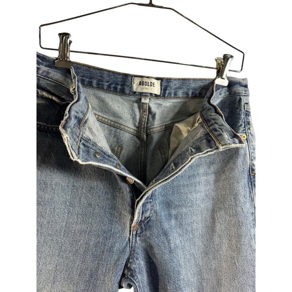 Agolde Jeans Womens 30 (34x30) Blue 90s Pinch Waist High Rise Distressed Hemmed - Picture 4 of 11